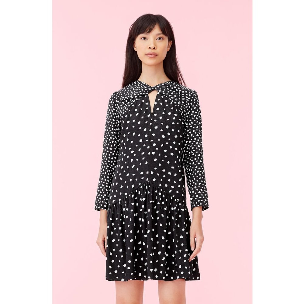 REBECCA TAYOR NOVA DOT JACQUARD TWIST DRESS